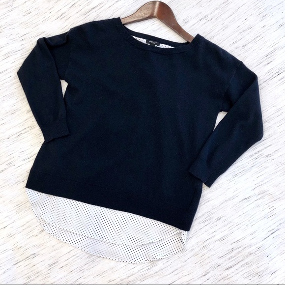 Ann Taylor Peek-a-Dot Split Back Layered Sweater - Picture 3 of 5